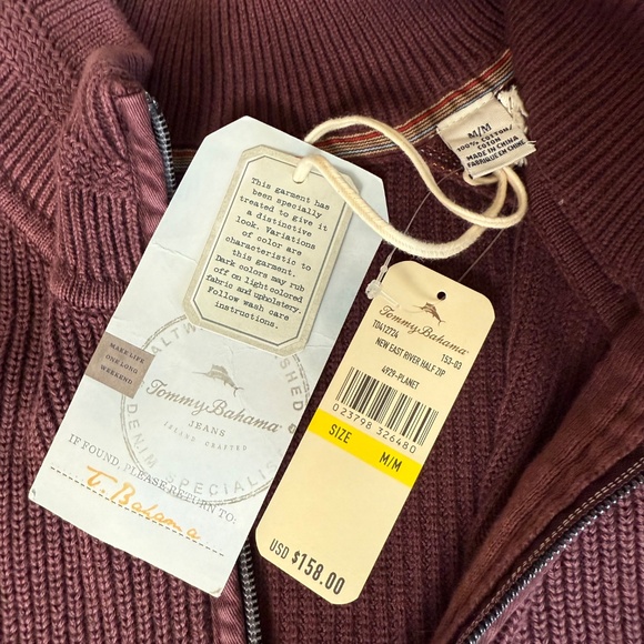 NWT Tommy Bahama New East River Half Zip Sweater Mens Medium Purple Shirt - Picture 3 of 7